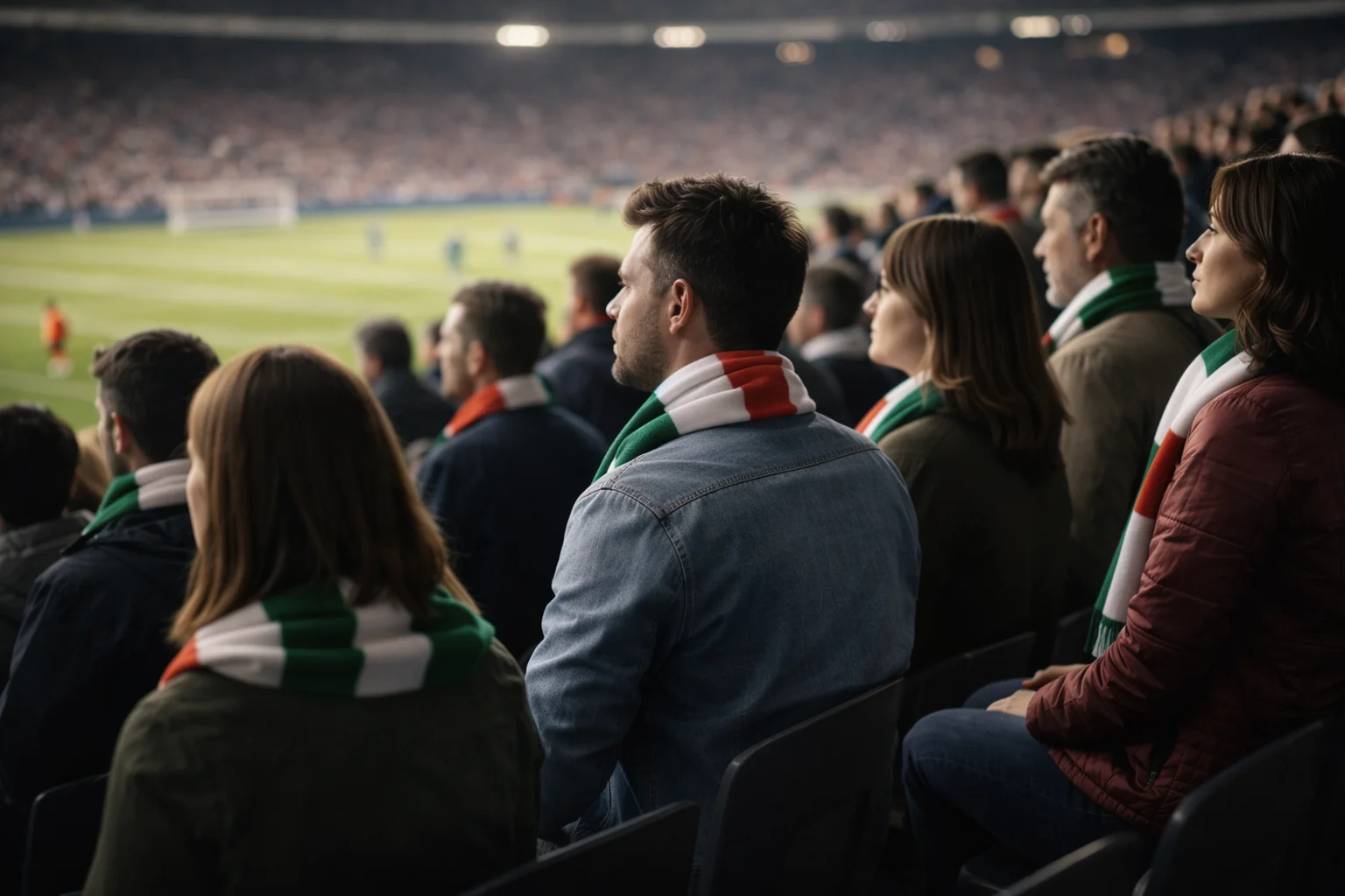 Tifosi che esultano sugli spalti di uno stadio di calcio