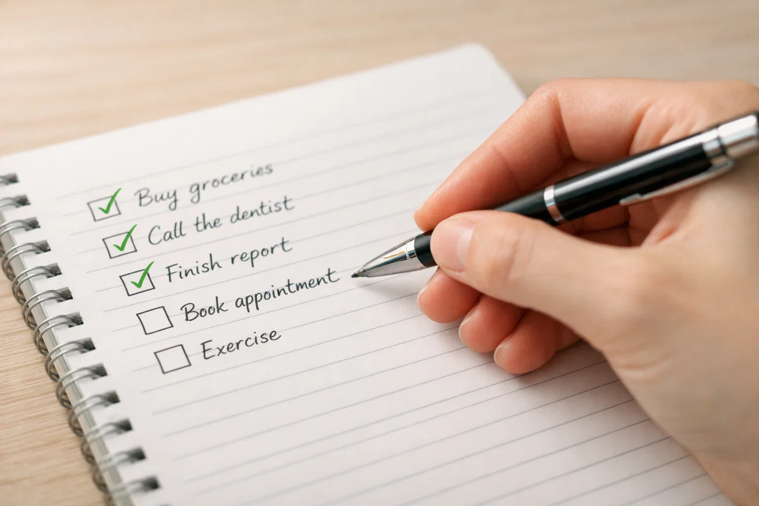 Persona con blocco note che spunta voci di una lista di controllo