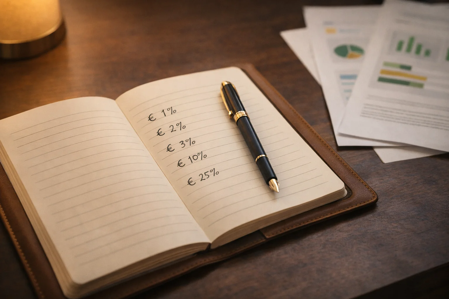 Quaderno con appunti e simboli € per la gestione del budget scommesse