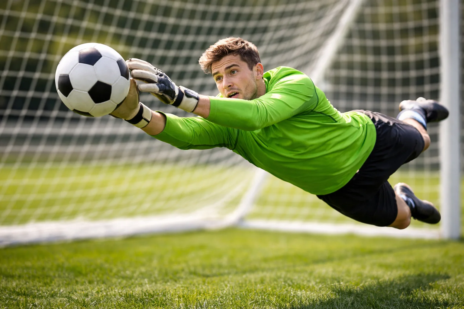 Due portieri in azione durante una partita di calcio
