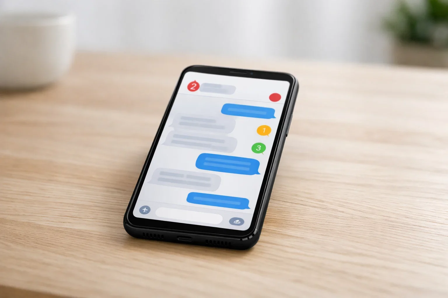 Smartphone con app di messaggistica e notifiche gratuite