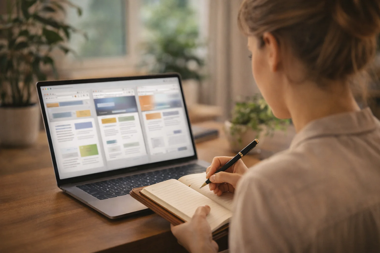 Persona che confronta diversi siti web di pronostici sul laptop